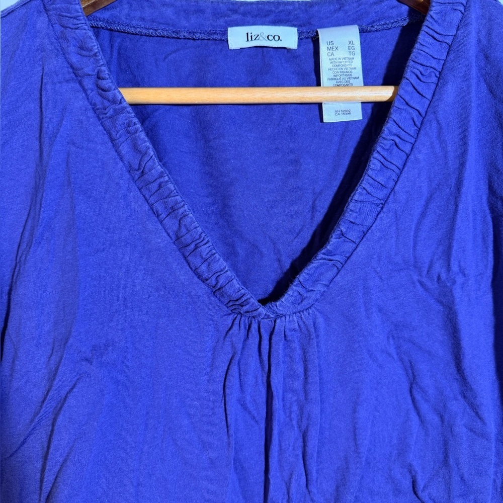 Women's Blue V-Neck Top - Picture 2 of 4